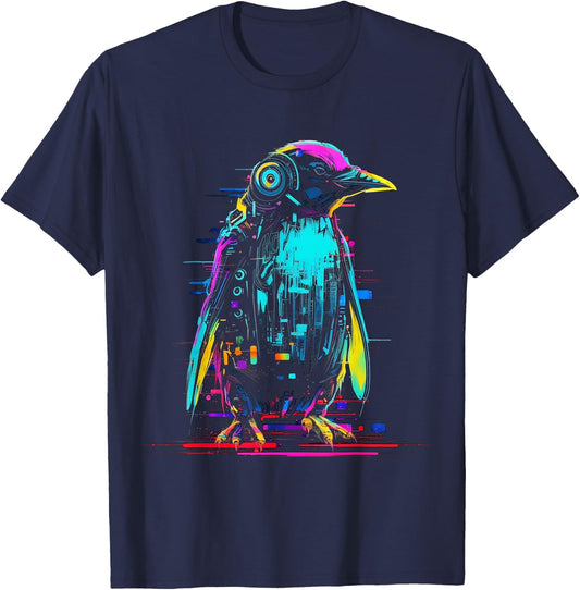 Penguin Fantasy Robot Art - Animal Penguin T-Shirt - T-Shirt | Navy