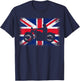 Union Jack Flag United Kingdom Motorbike Motorcycle Biker T-Shirt - T-Shirt | Navy