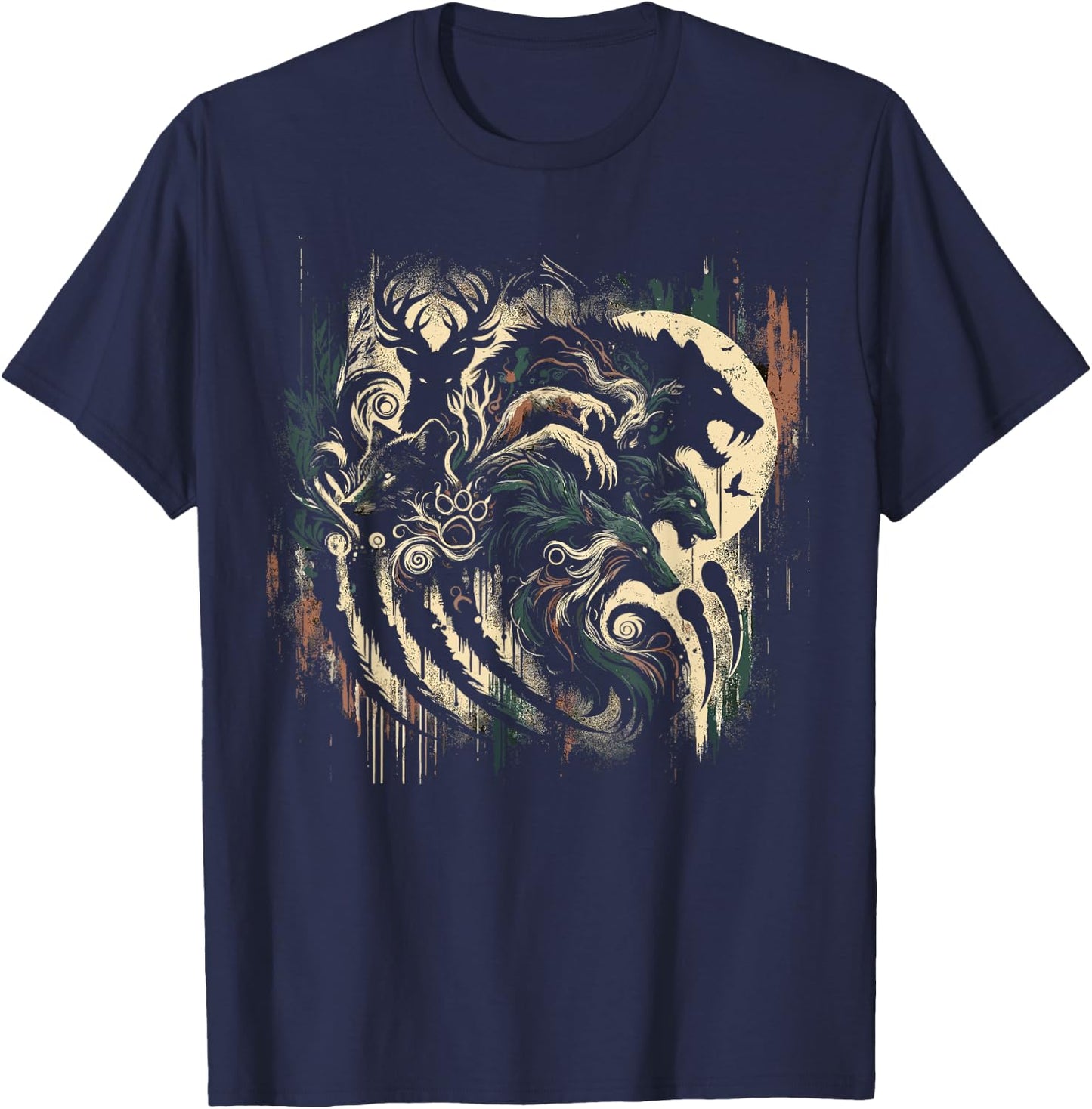 Therian Alpha Wolf Grunge Aesthetic Therianthropy T-Shirt - T-Shirt | Navy