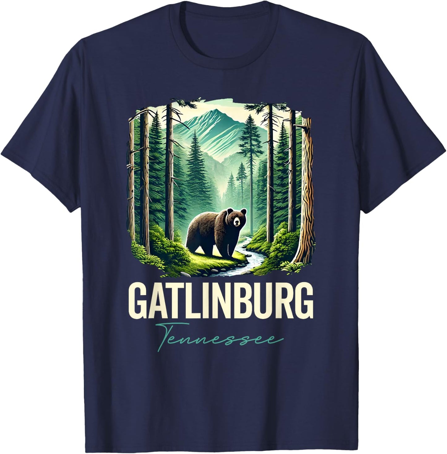 Gatlinburg Tennessee Bear, USA Outdoor Vintage Mountains, TN T-Shirt - T-Shirt | Navy