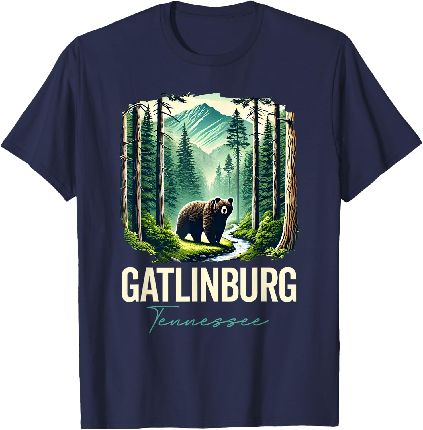 Gatlinburg Tennessee Bear, USA Outdoor Vintage Mountains, TN T-Shirt - T-Shirt | Navy