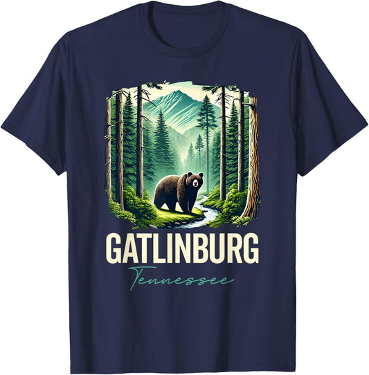 Gatlinburg Tennessee Bear, USA Outdoor Vintage Mountains, TN T-Shirt - T-Shirt | Navy