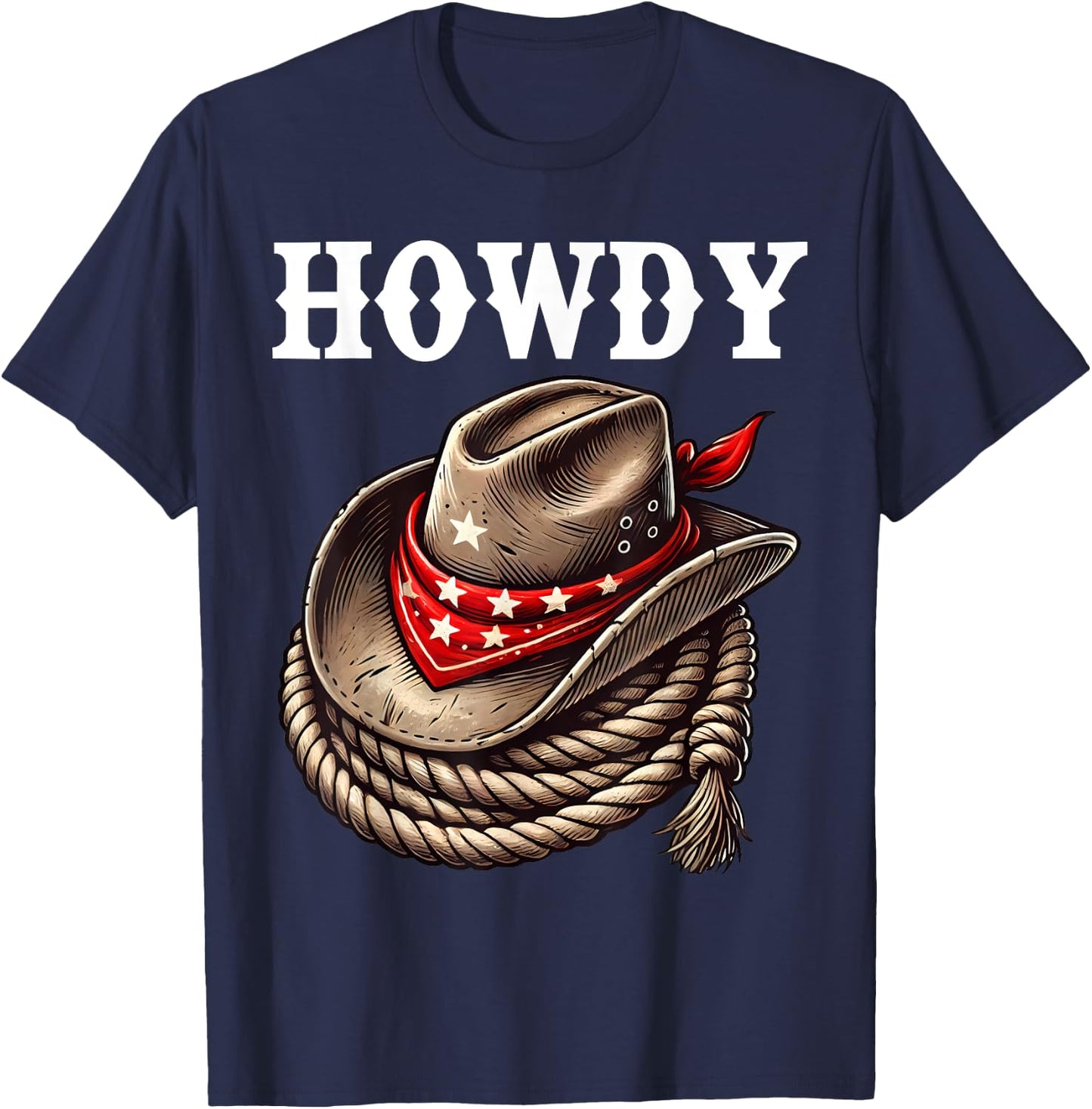 Howdy Cowboy Hat funny Western Rodeo T-Shirt - T-Shirt | Navy