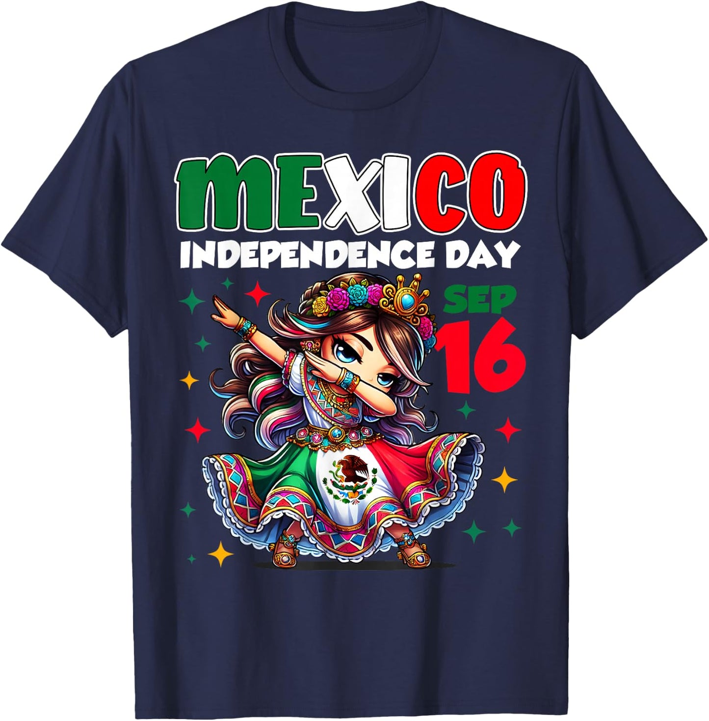 Mexico Independence Day September 16 Celebration girls T-Shirt - T-Shirt | Navy