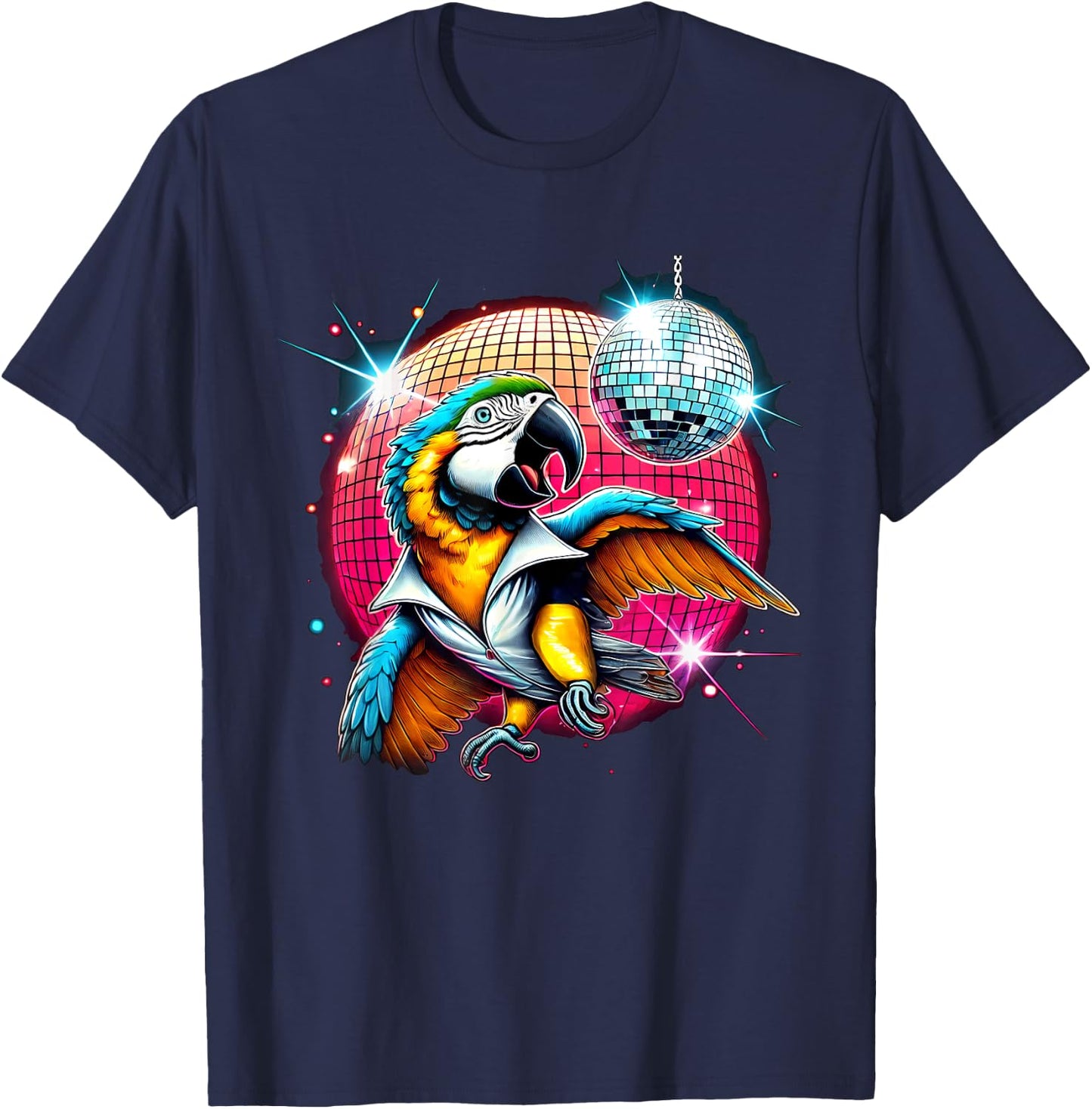 Aesthetic Macaw Disco T-Shirt - T-Shirt | Navy