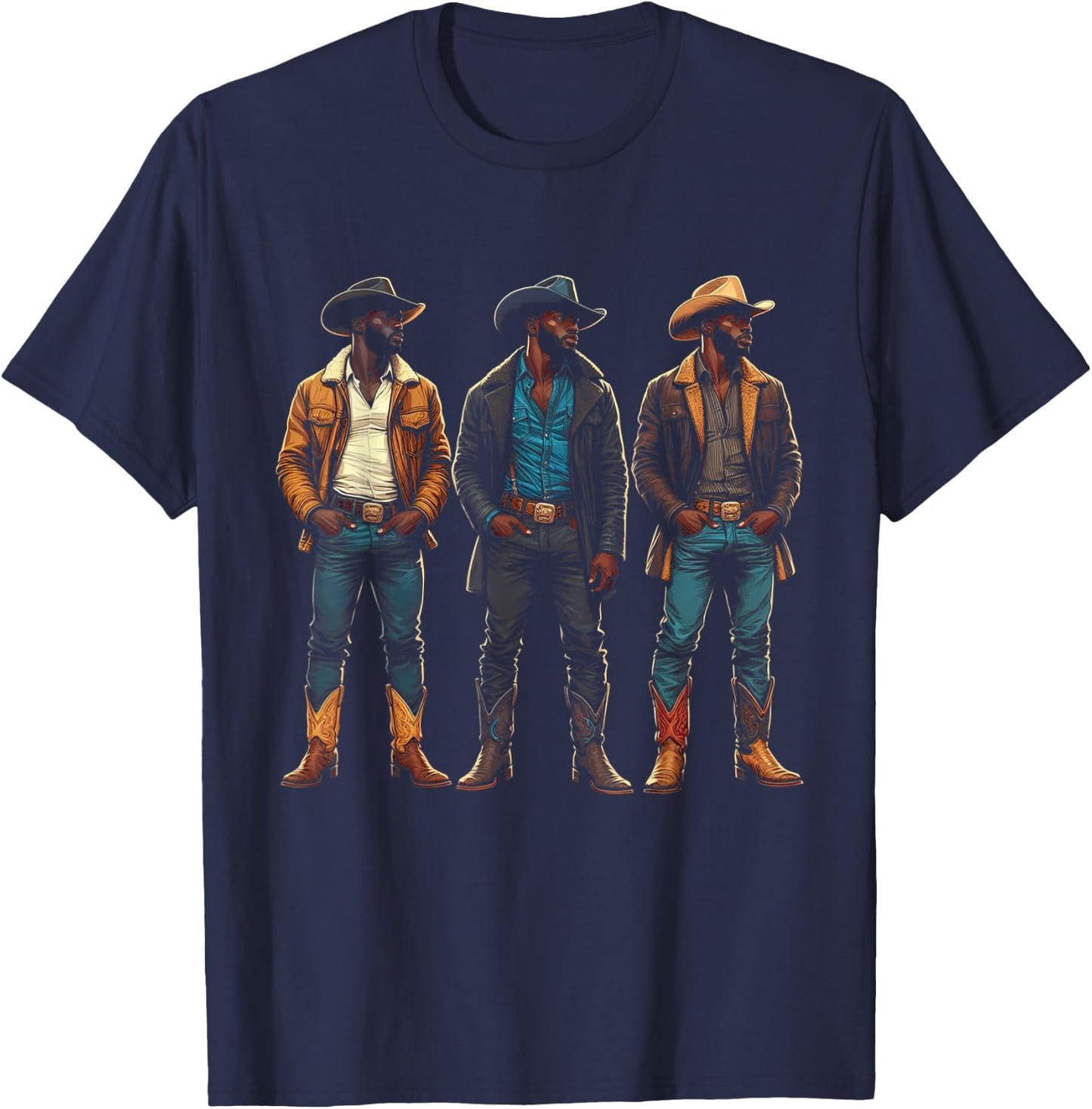 Black Cowboy Western Rodeo Melanin Black History Texas Men T-Shirt - T-Shirt | Navy