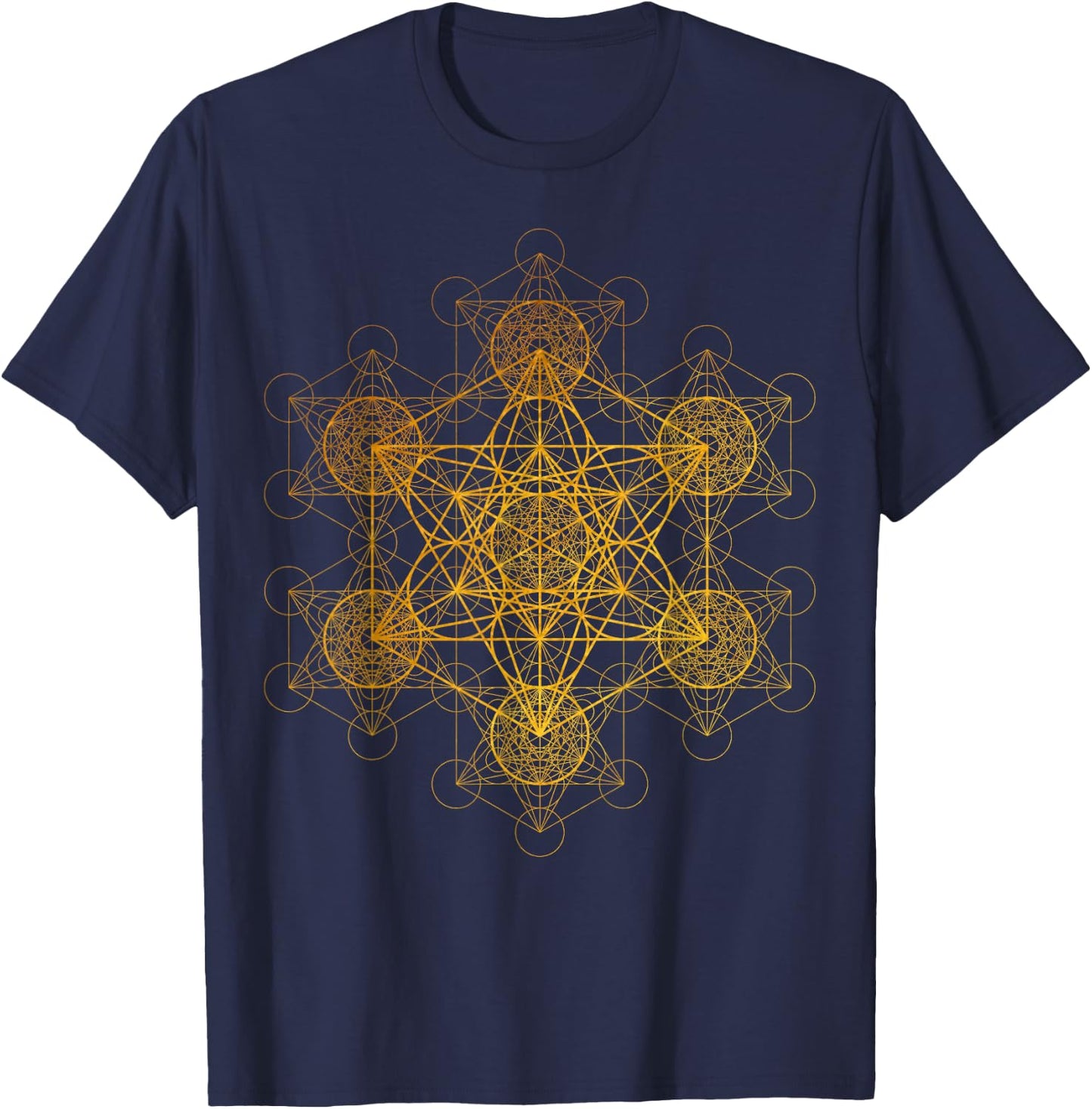 Fractal Metatron's Cube Sacred Geometry Transcendence Art T-Shirt - T-Shirt | Navy