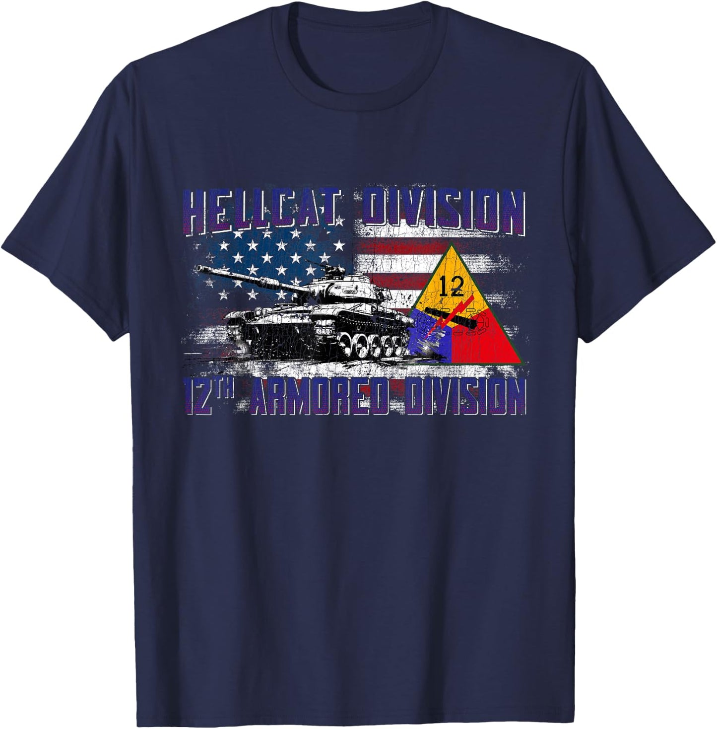 Veteran 12th Armored Division Vintage Gifts Women Girls Kids T-Shirt - T-Shirt | Navy