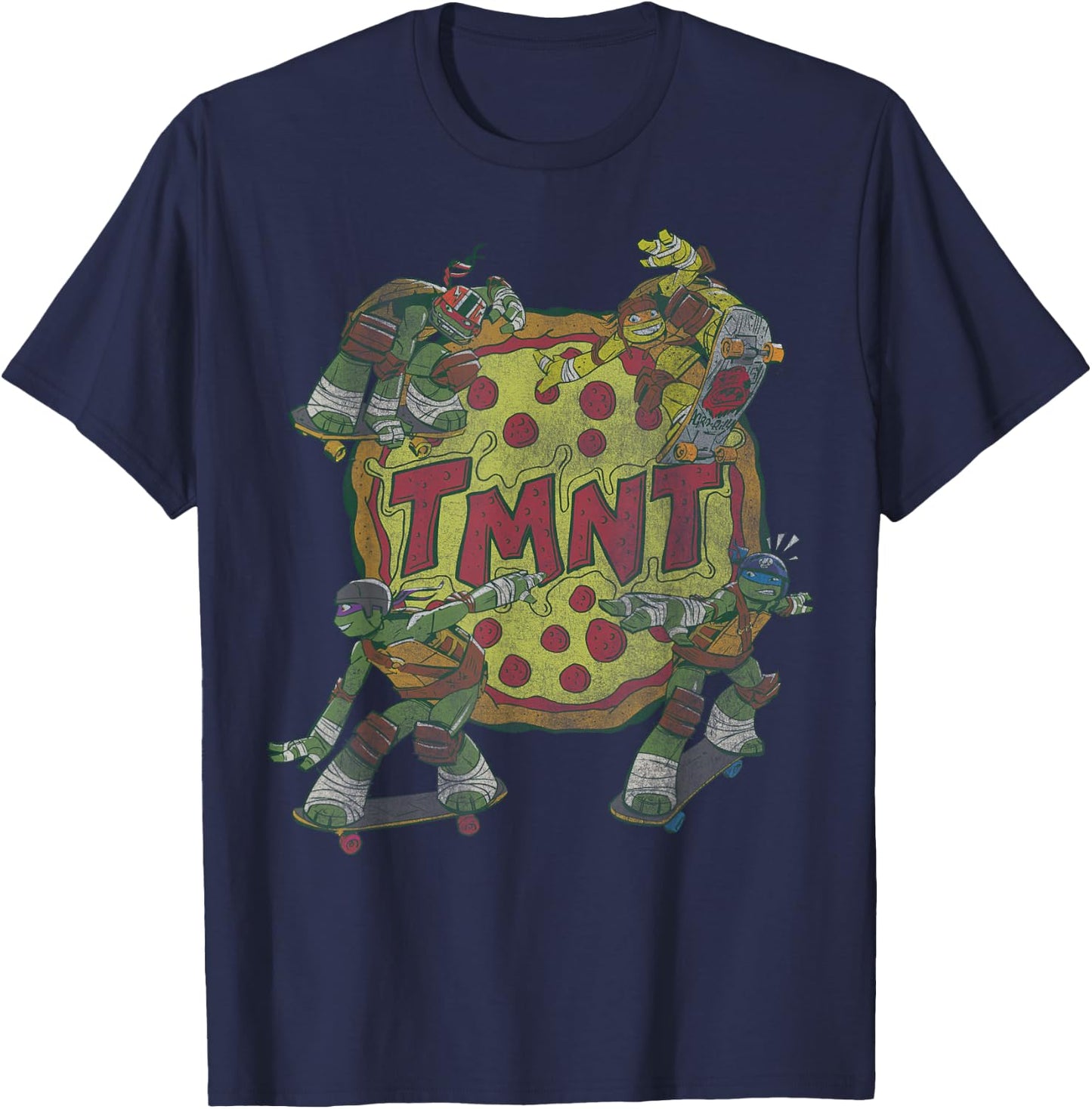 Teenage Mutant Ninja Turtles Pizza Group T-Shirt - T-Shirt | Navy