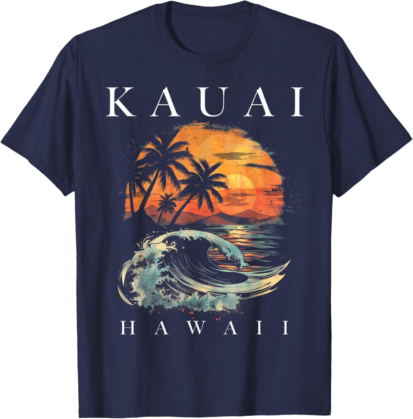 Kauai Hawaii Aloha Hawaiian Surf Surfer Vintage T-Shirt - T-Shirt | Navy