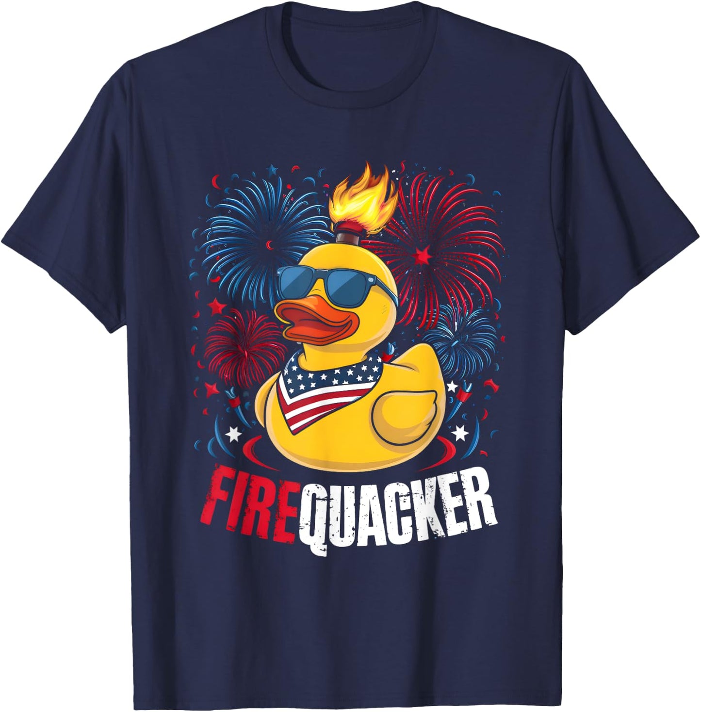 4th of July Duck Firequacker Patriotic Fourth of July Funny Kids Men T-Shirt - T-Shirt | Navy