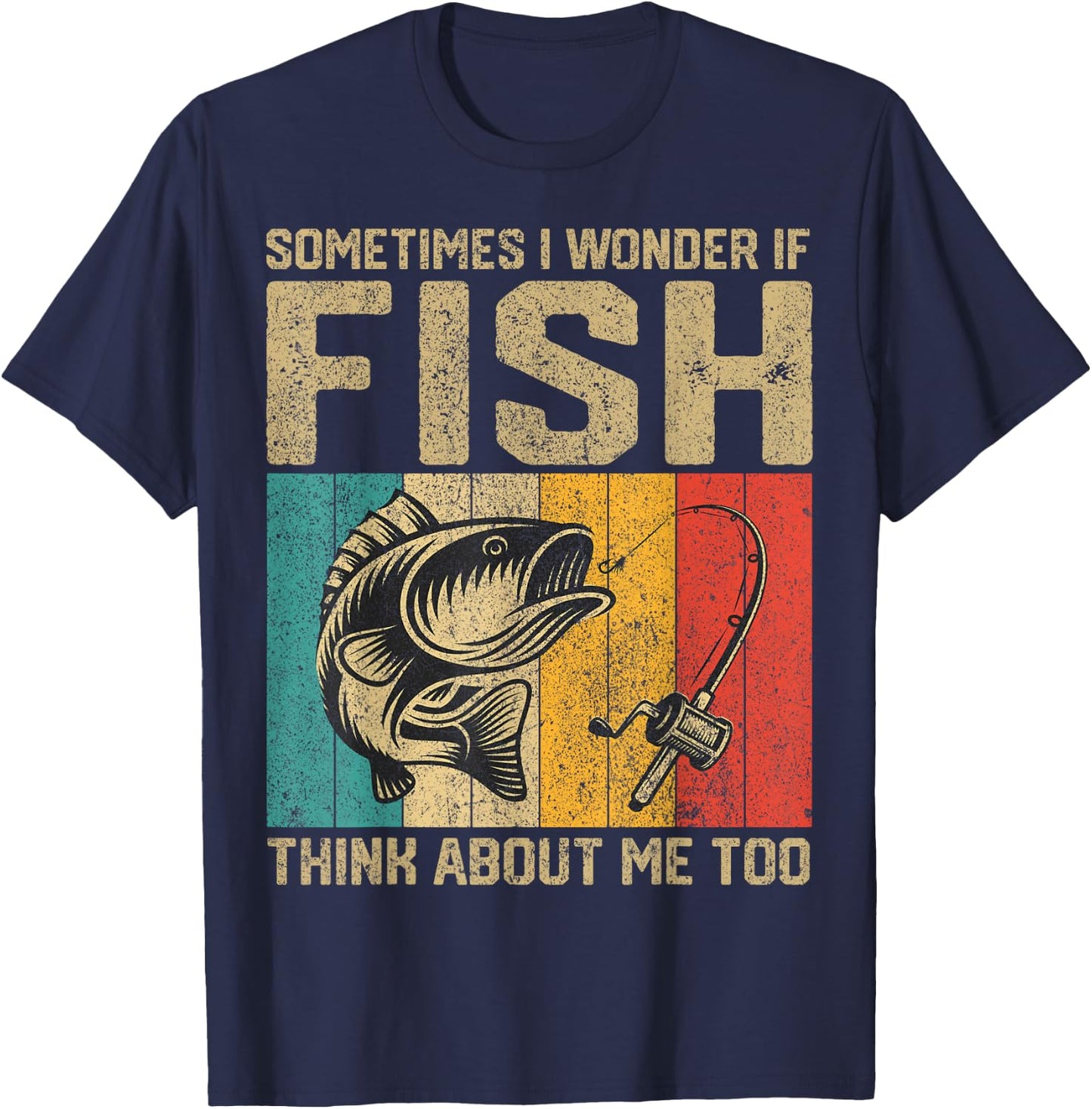Funny Vintage Fishing Jokes Fisherman Bass Fish T-Shirt - T-Shirt | Navy