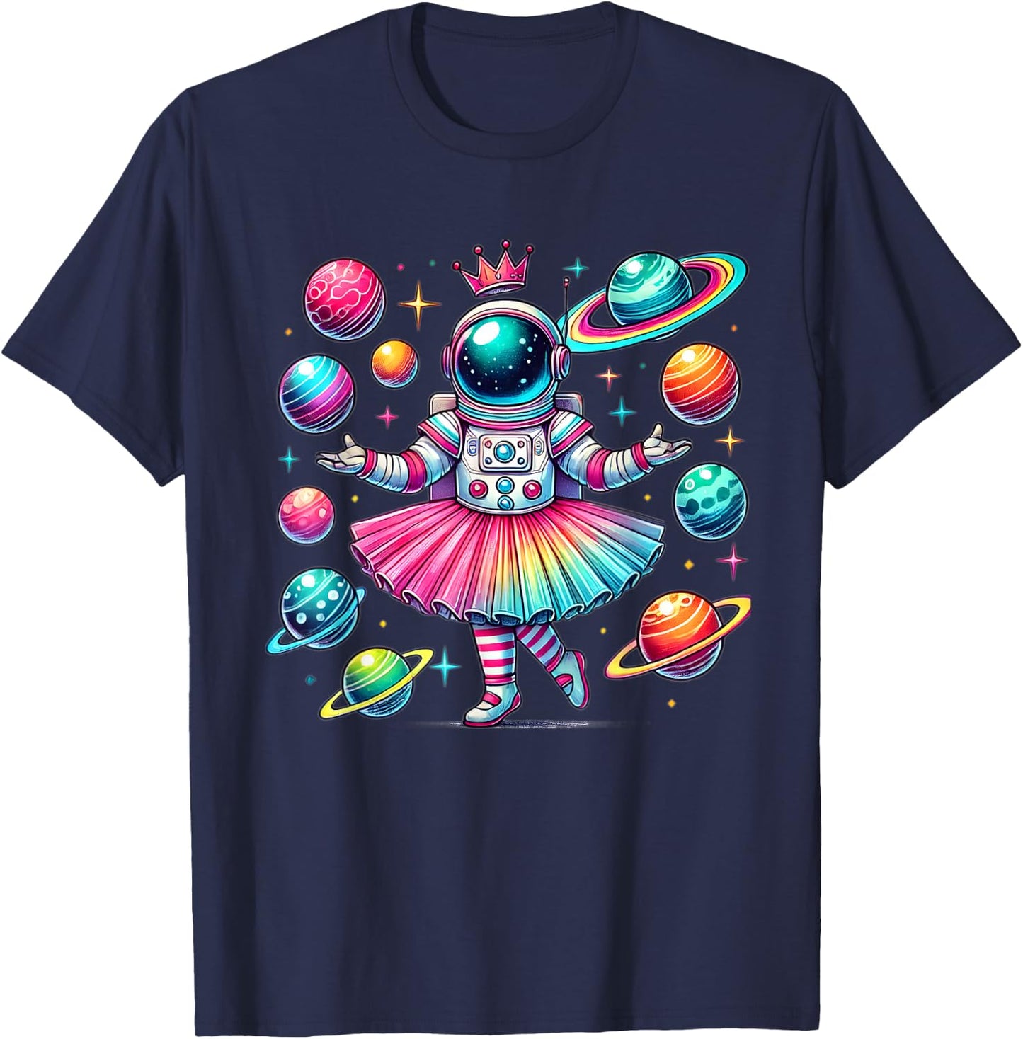 Ballerina Girl Space Astronaut T-Shirt - T-Shirt | Navy