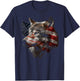 Wolf American Flag USA Patriotic Wolf Lover T-Shirt - T-Shirt | Navy