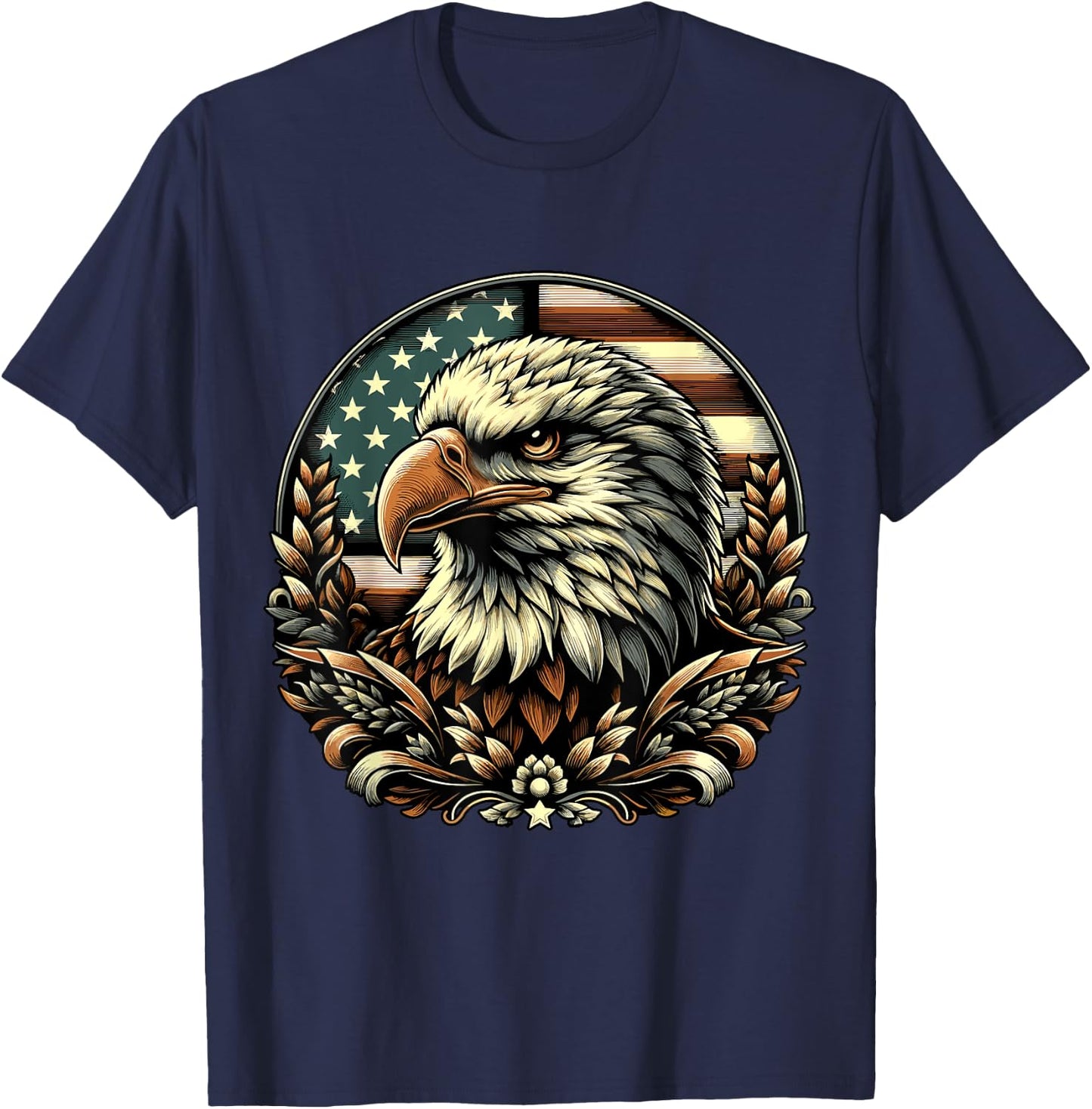 Vintage American Bald Eagle 4th of July USA Flag T-Shirt - T-Shirt | Navy