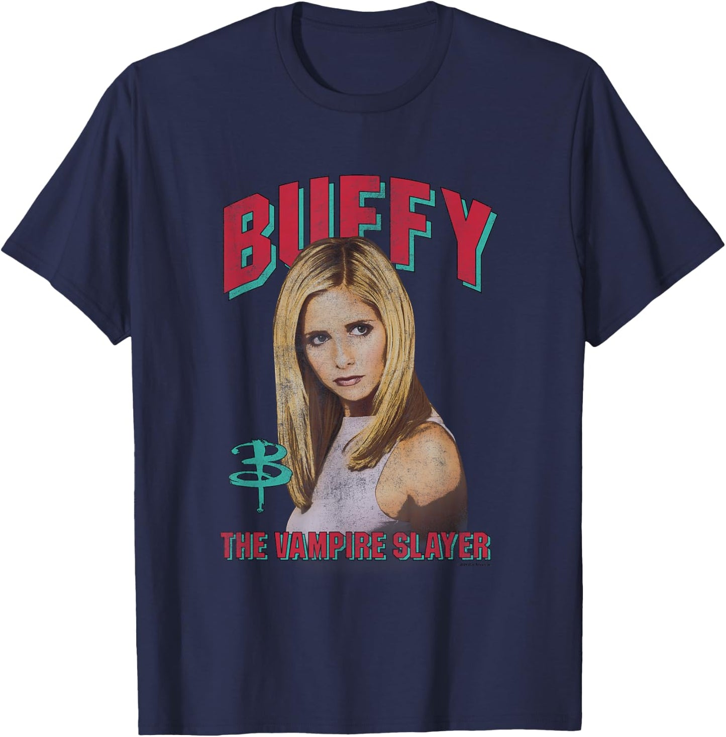 Buffy The Vampire Slayer The Chosen One Distressed Portrait T-Shirt - T-Shirt | Navy