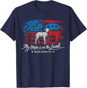 My Hope is in the Lamb Elephant Donkey USA Funny Scripture T-Shirt - T-Shirt | Navy