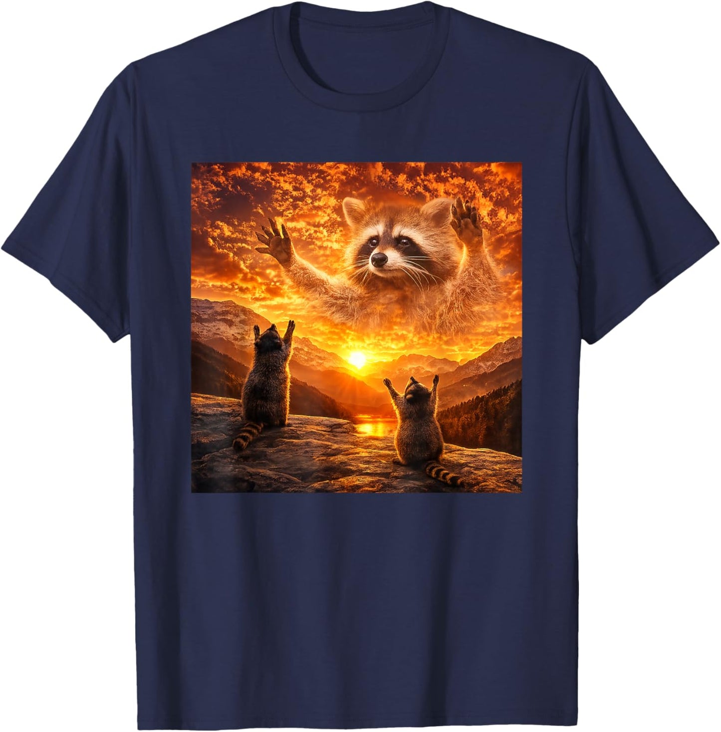 Funny Raccoon Cult Meme Gen Z T-Shirt - T-Shirt | Navy