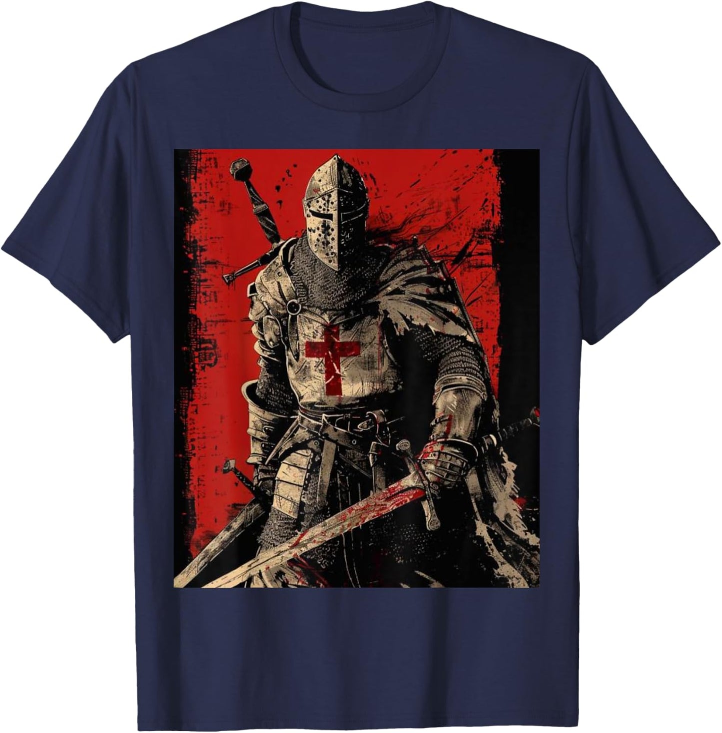Knight Christian Templar Warrior Of God Crusader Gift T-Shirt - T-Shirt | Navy