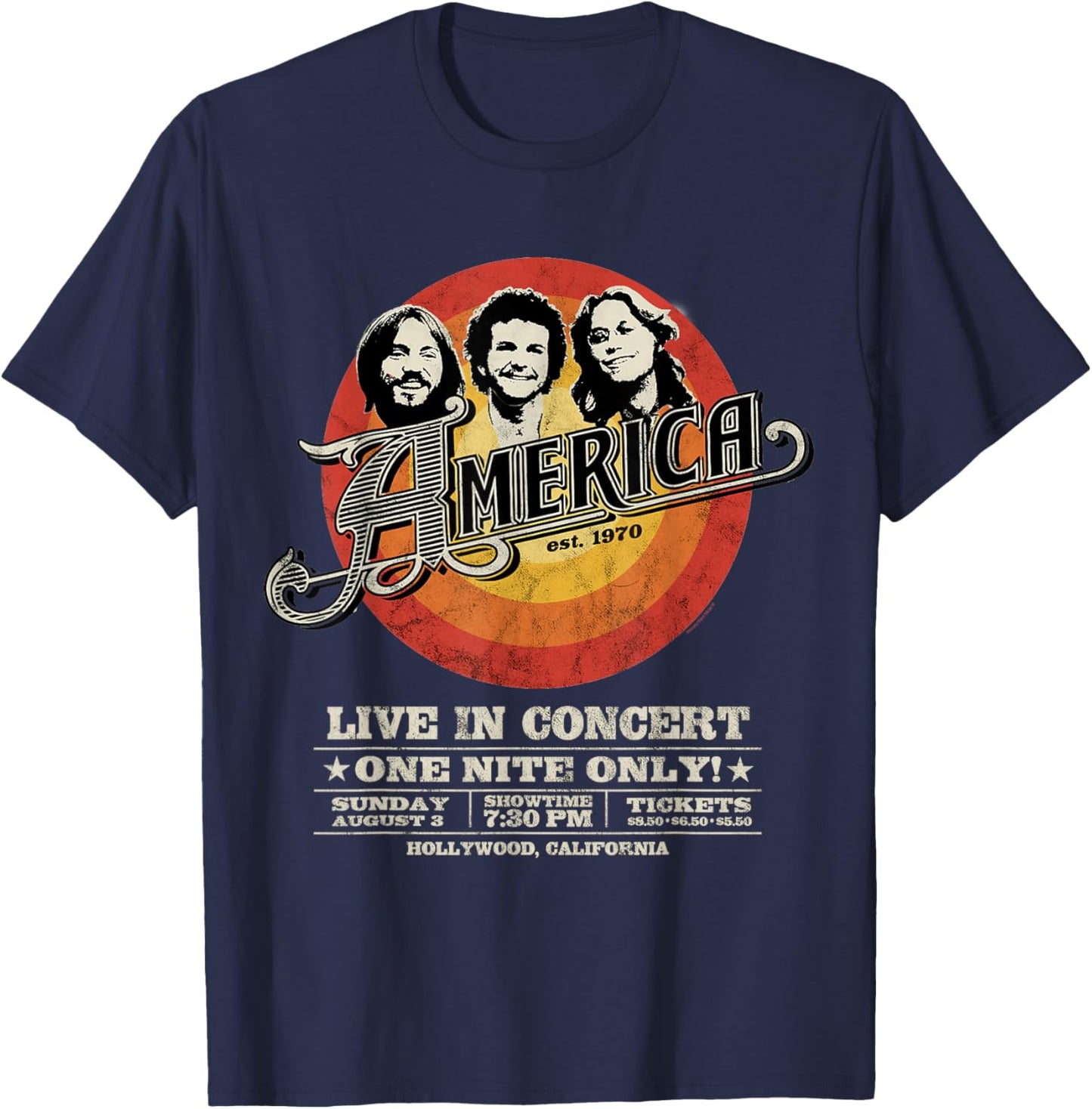 Official America the Band Live in Concert Black T-Shirt - T-Shirt | Navy