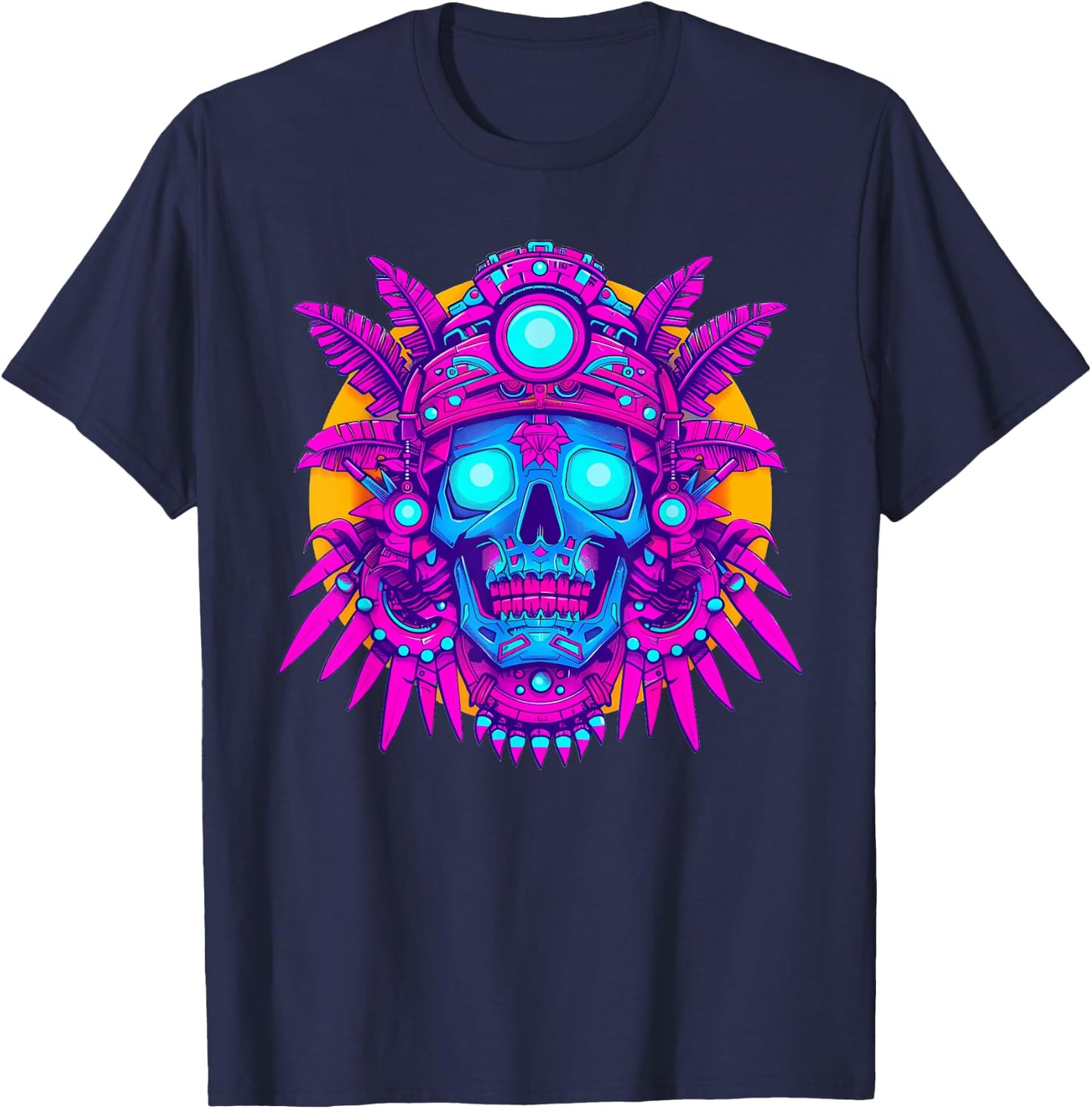 Mictlantecuhtli Vaporwave T-Shirt - T-Shirt | Navy