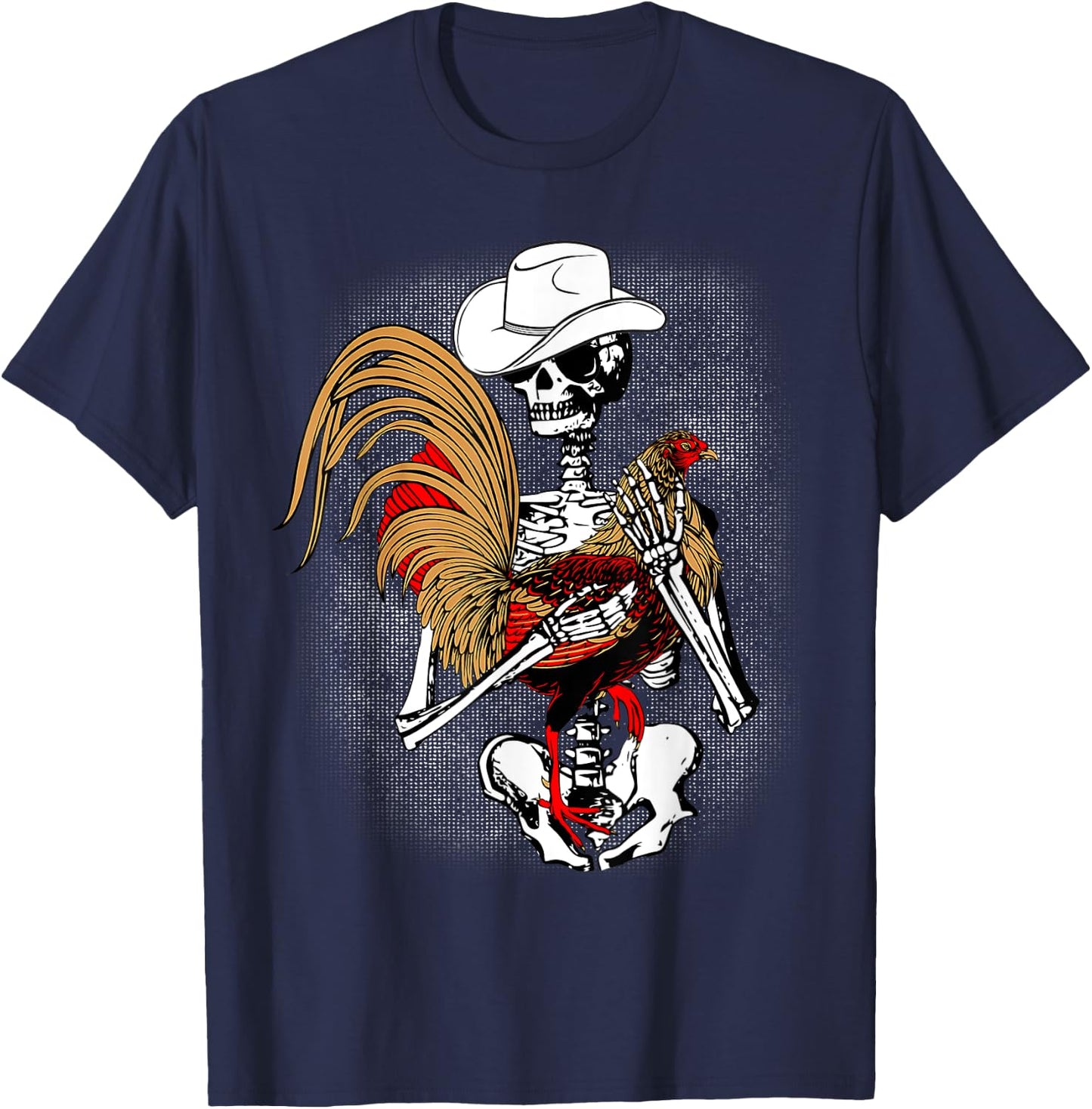 Funny Gallero Red Rooster Chicken Skeleton T-Shirt - T-Shirt | Navy