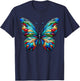 Stained Glass Window Butterfly Art T-Shirt - T-Shirt | Navy