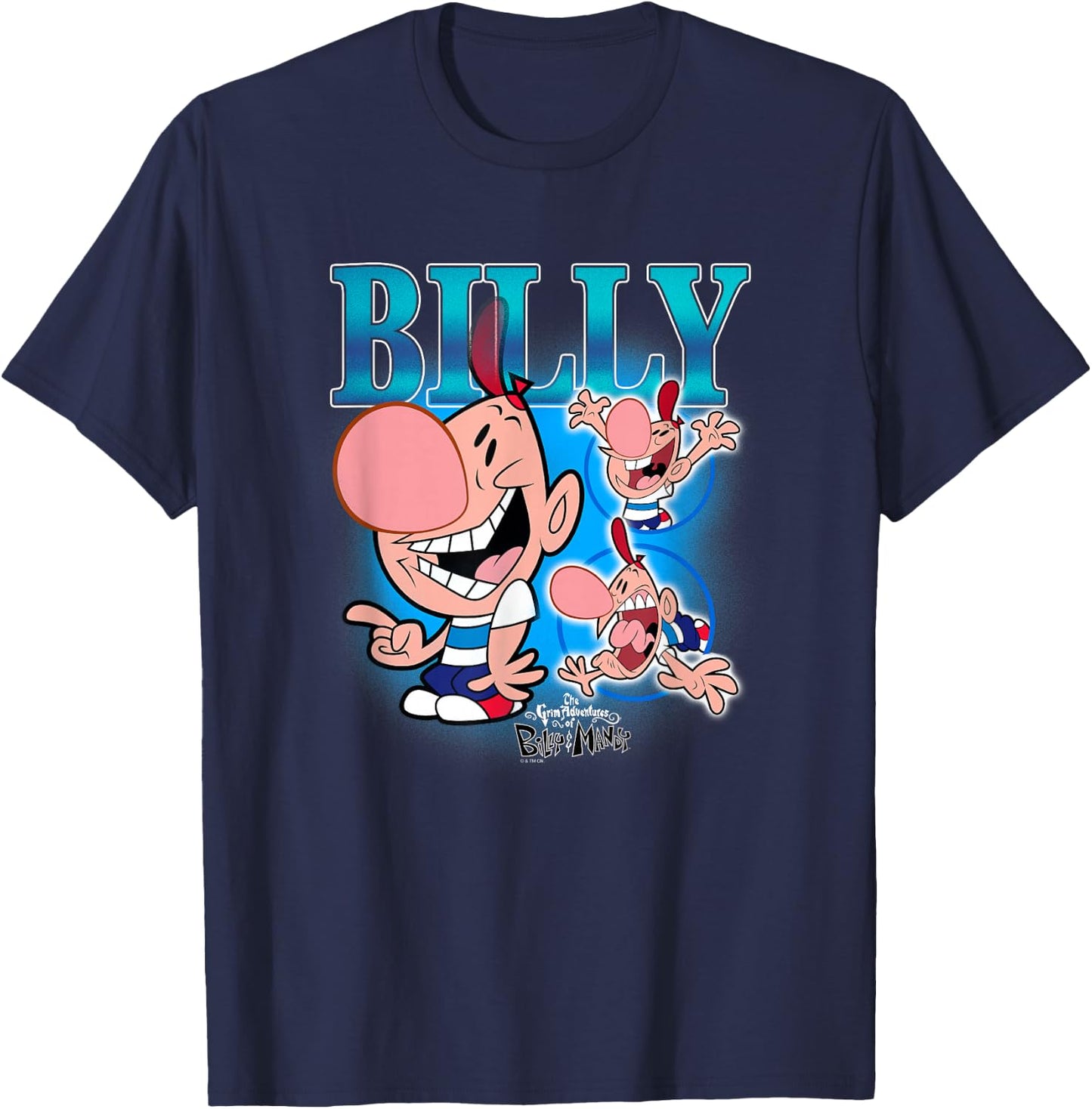 The Grim Adventures of Billy and Mandy Billy Retro Montage T-Shirt - T-Shirt | Navy