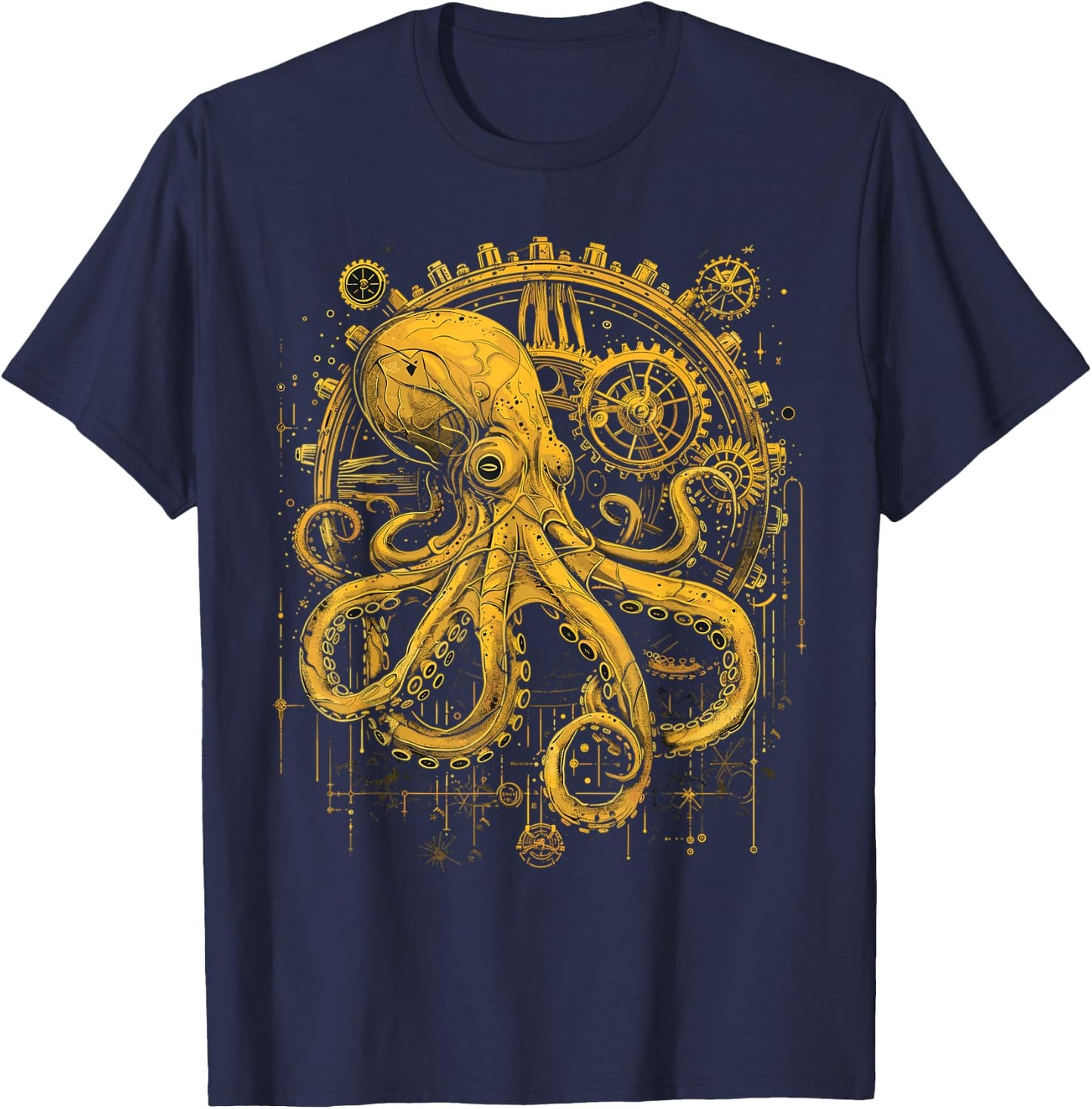 Steam Punk Octopus Steampunk Art T-Shirt - T-Shirt | Navy