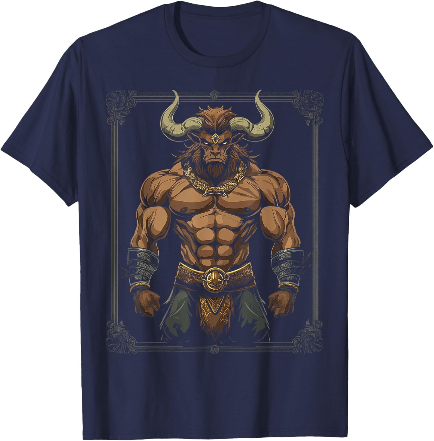 Minotaur Mythical Graphic Fantasy Art Minotaur T-Shirt - T-Shirt | Navy