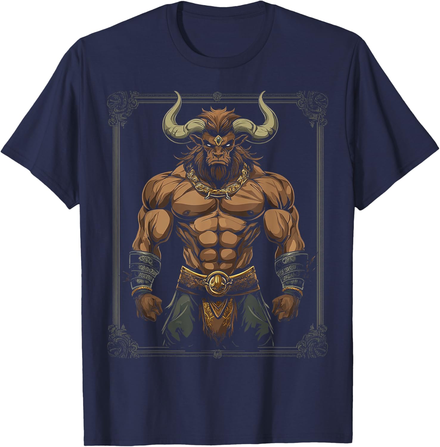 Minotaur Mythical Graphic Fantasy Art Minotaur T-Shirt - T-Shirt | Navy