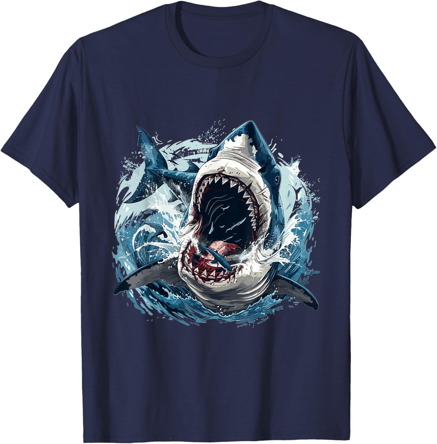 Megalodon Shark Lover Graphic T-Shirt - T-Shirt | Navy