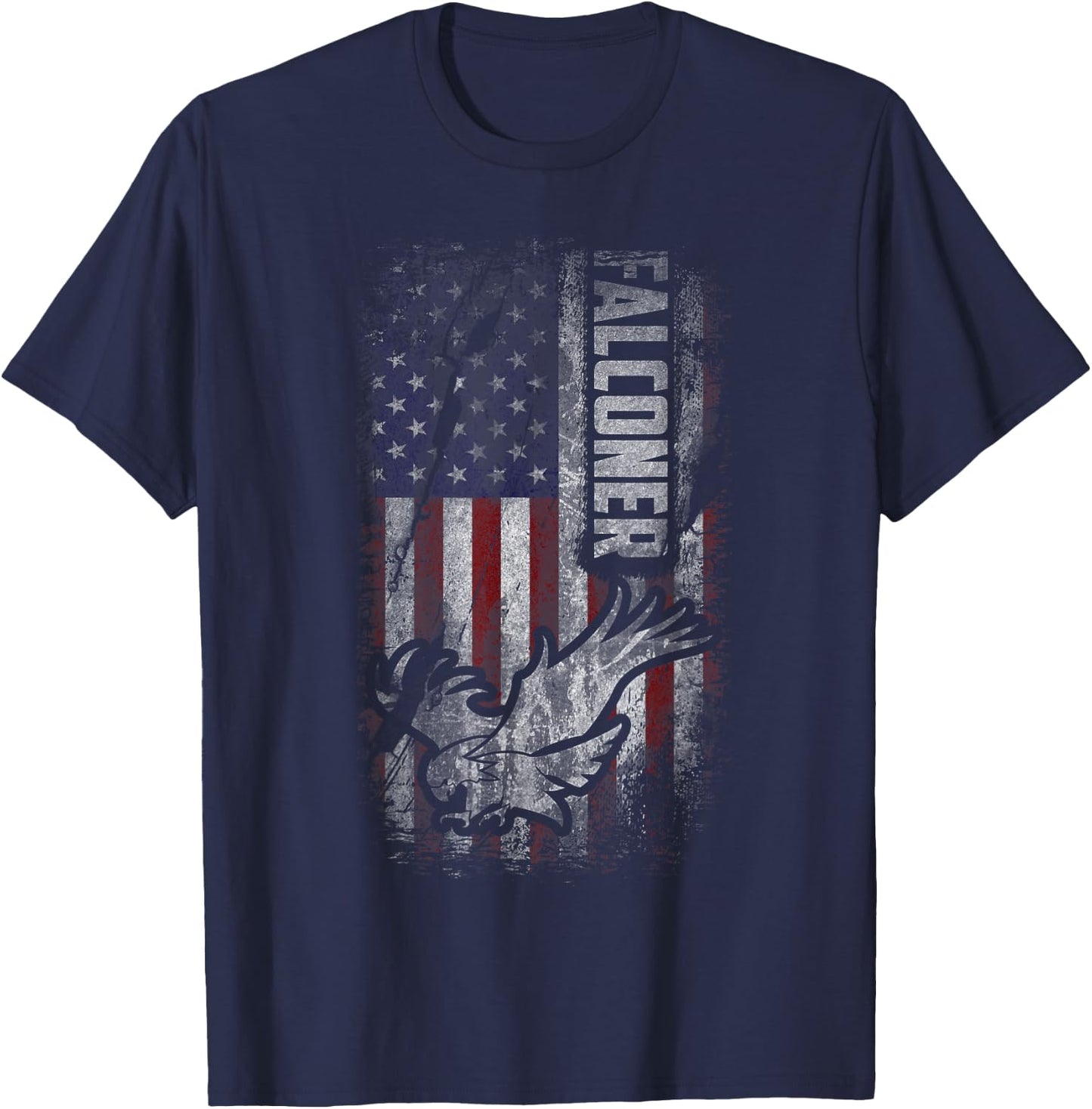 American Falconer Patriot Grunge USA Flag Falconry Gift T-Shirt - T-Shirt | Navy