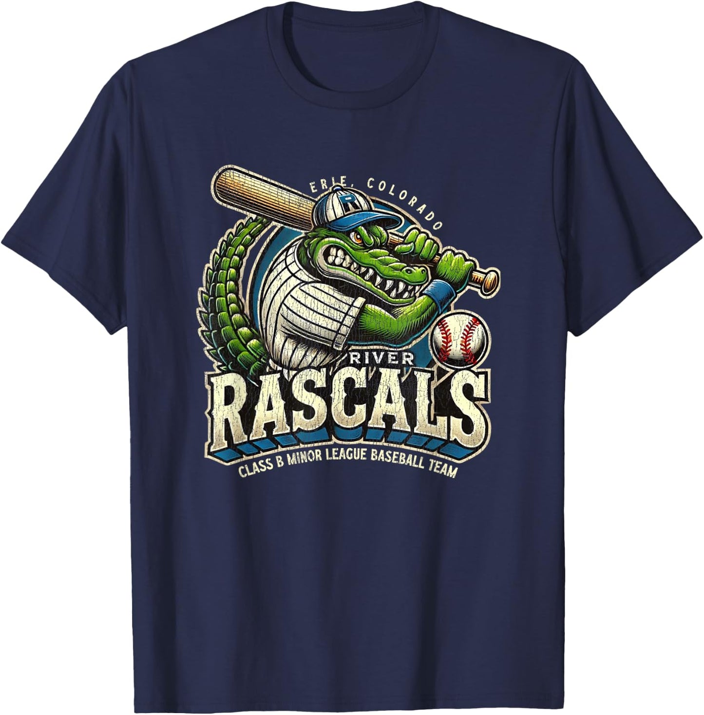 Erie Colorado River Rascals Minor League Baseball Team T-Shirt - T-Shirt | Navy