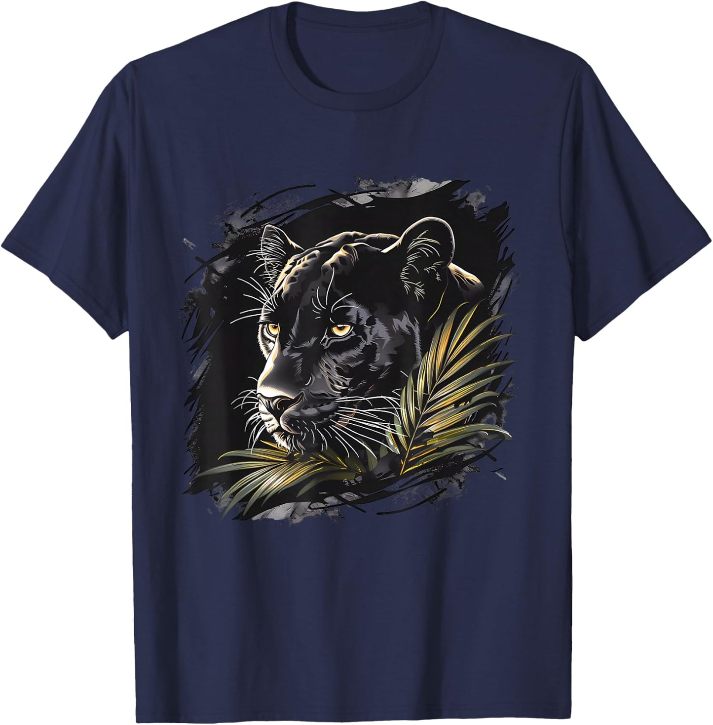 Panther Portrait Artwork Animal Print Drawing Panther Lover T-Shirt - T-Shirt | Navy