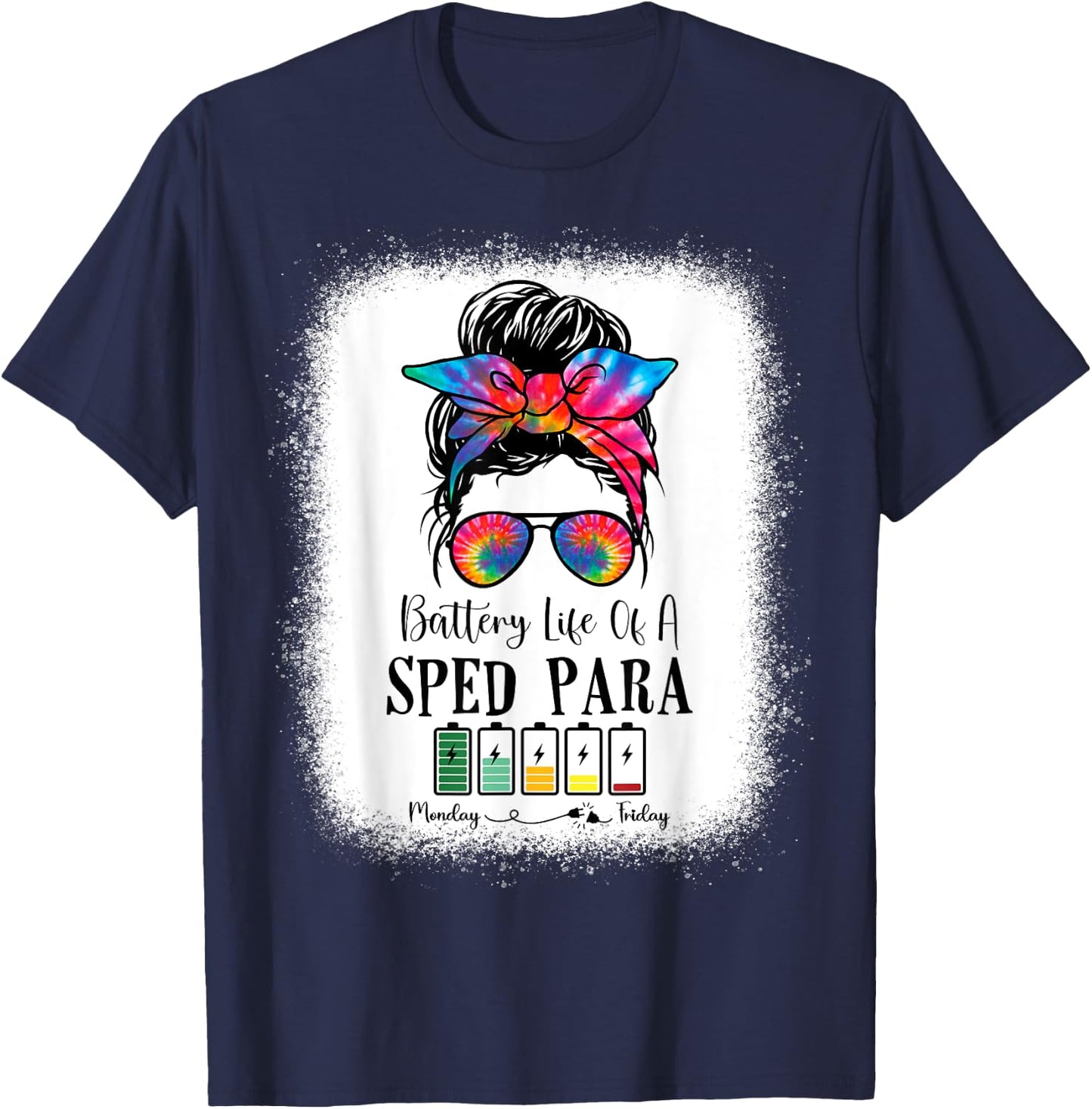 Battery Life Of A Sped Para Tie Dye Last Day Of School T-Shirt - T-Shirt | Navy