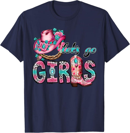Let's Go Girls Western Rodeo Cowgirls Bachelorette Party T-Shirt - T-Shirt | Navy
