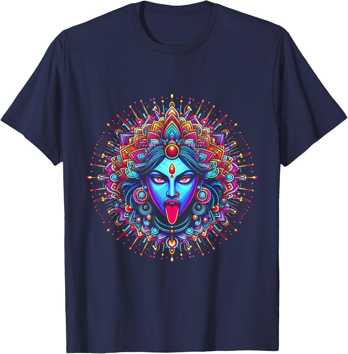 Kali Ma Hindu Goddess Of Death Hindu Mother Fierce Warrior T-Shirt - T-Shirt | Navy