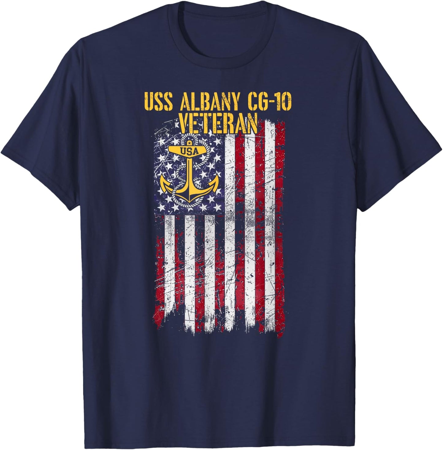 USS Albany CG-10 Cruiser Veteran USA Flag Official T-Shirt - T-Shirt | Navy
