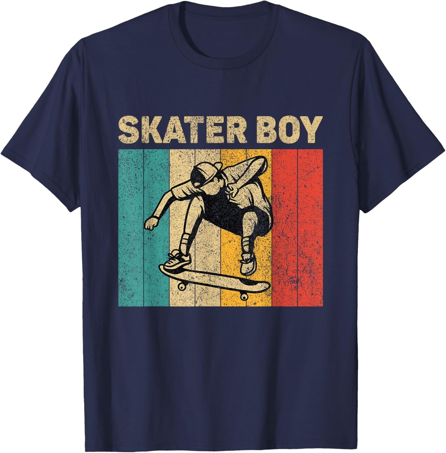 Skater Boy Funny Vintage Skateboarding Lovers Boys T-Shirt - T-Shirt | Navy