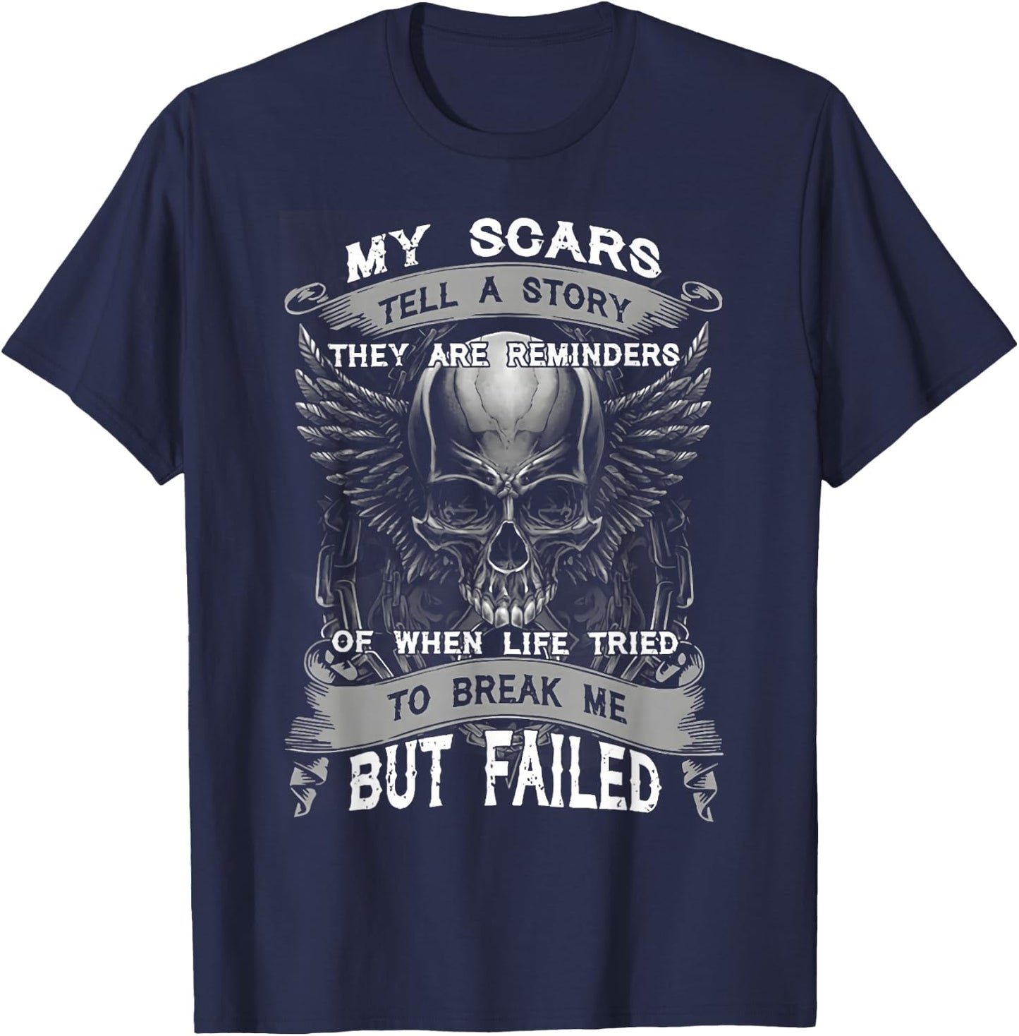 My Scars Tell A Story They Are Reminder Knight Templar Skull T-Shirt - T-Shirt | Navy