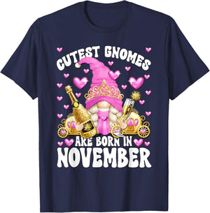 Funny Princess Birthday Gnome Born In November T-Shirt - T-Shirt | Navy