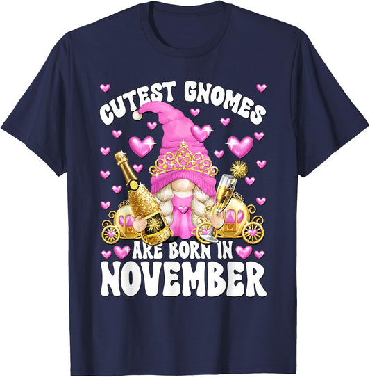 Funny Princess Birthday Gnome Born In November T-Shirt - T-Shirt | Navy