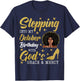 Stepping Into October Birthday Afro Curly Black Women Girl T-Shirt - T-Shirt | Navy