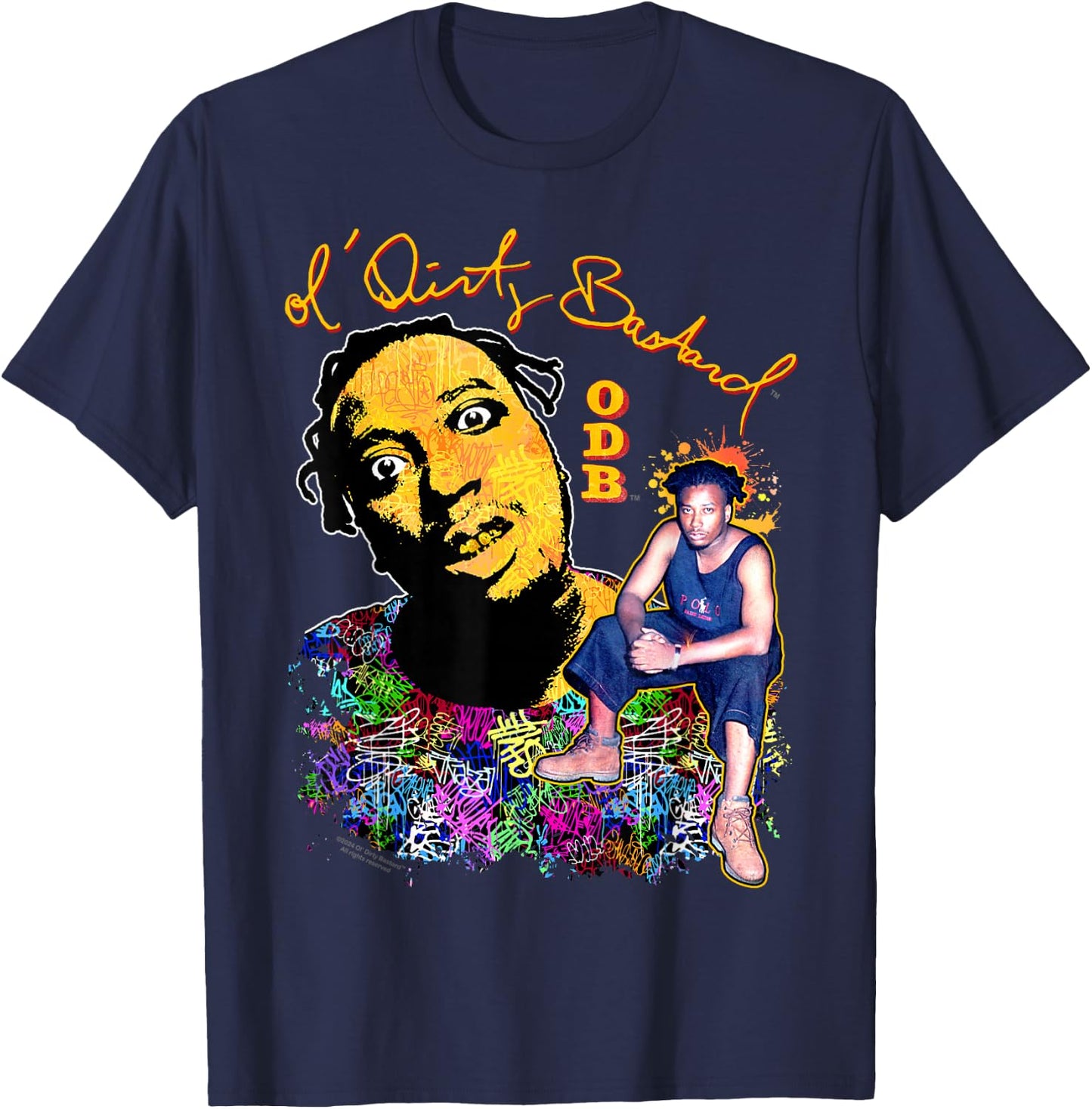 ODB Ol Dirty Ba-ard Graffiti Mural Hip Hop Retro Artwork T-Shirt - T-Shirt | Navy
