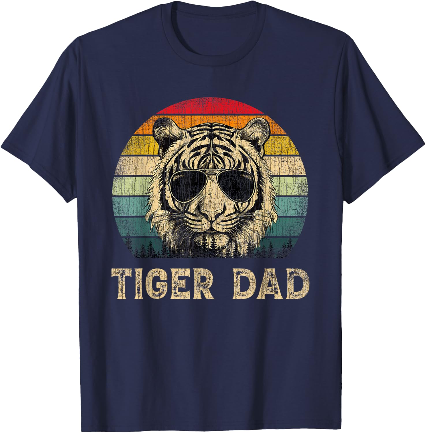 Vintage Tiger Dad Tiger Lovers Daddy Father's Day T-Shirt - T-Shirt | Navy
