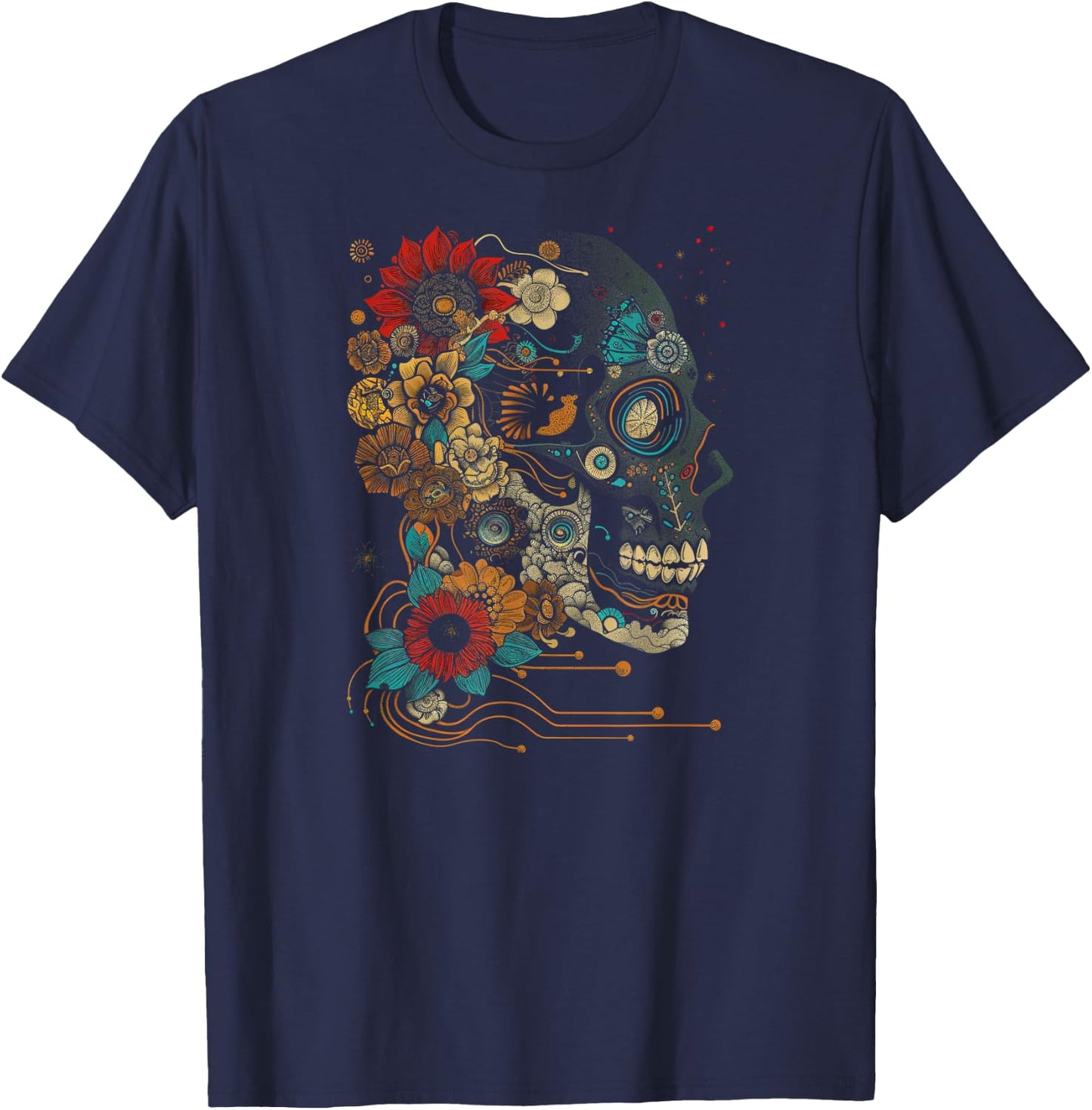 Skull Abstract | Cool | S - 6XL | Graphic T-Shirt - T-Shirt | Navy