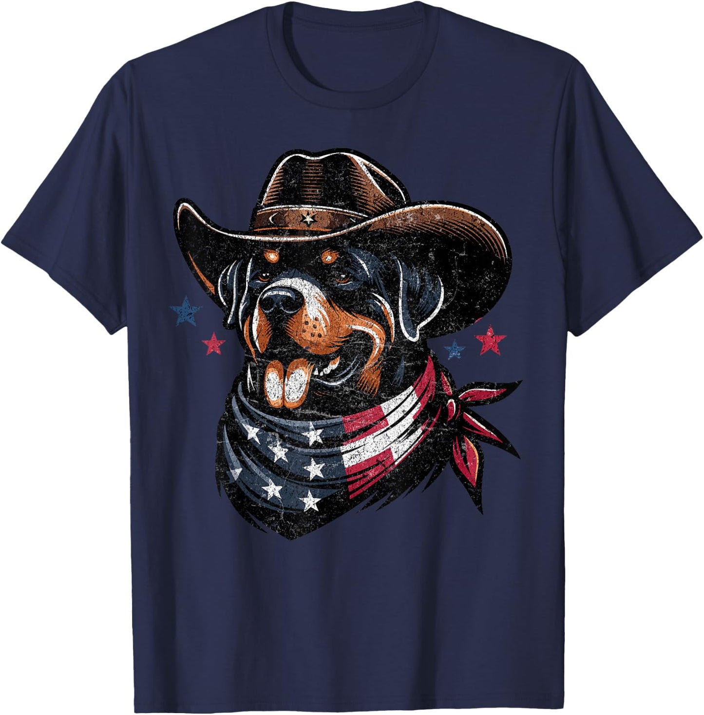 Rottweiler Cowboy 4th of July American Flag Stay Cool Men T-Shirt - T-Shirt | Navy