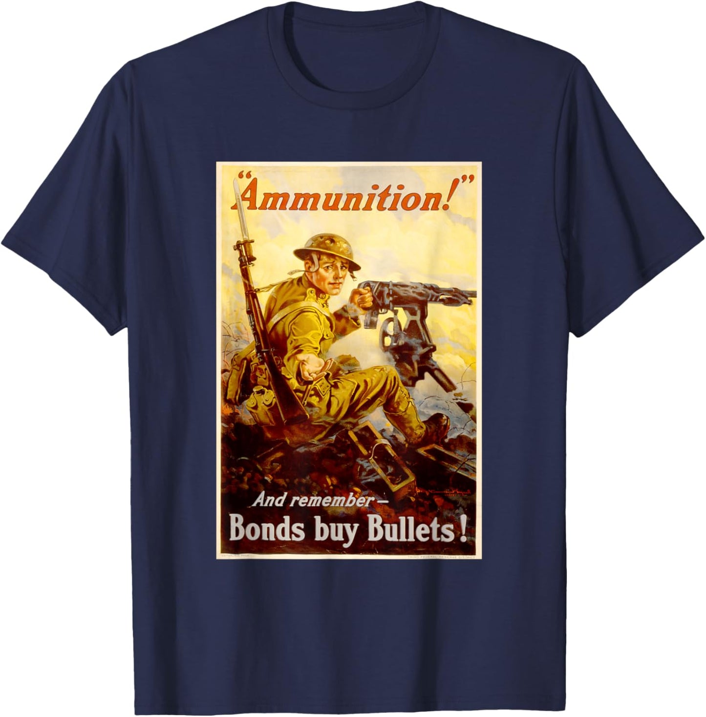 Ammunition Bonds Buy Bullets Vintage WW2 T-Shirt - T-Shirt | Navy