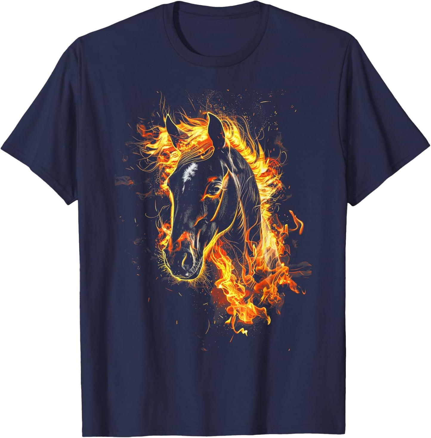 Horse Flames Fierce Horse art Fiery horse T-Shirt - T-Shirt | Navy